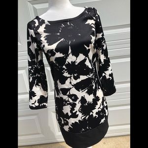 Rhyme L.A. Boutique Womens Floral Print 3/4 Sleeve Sheath Mini Dress Size XS
